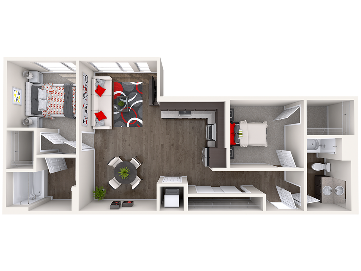 Floor plan layout diagram for C5 (1x2) Den