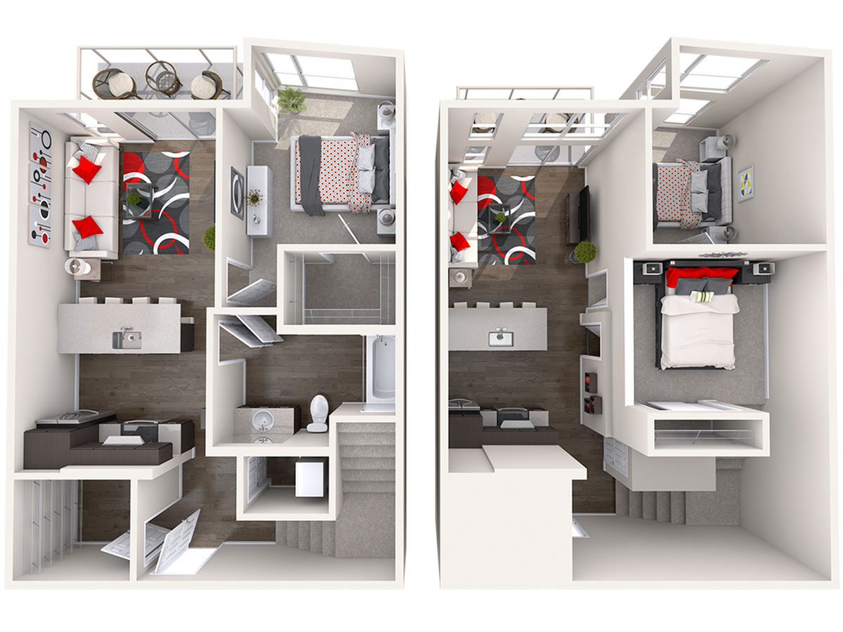 Floor plan layout diagram for CL6 (1X1) + Loft