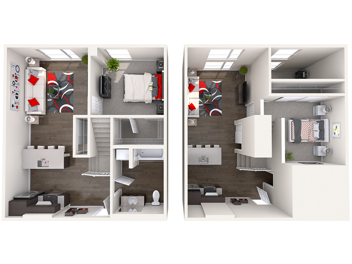 Floor plan layout diagram for BL2 (1x1) Loft