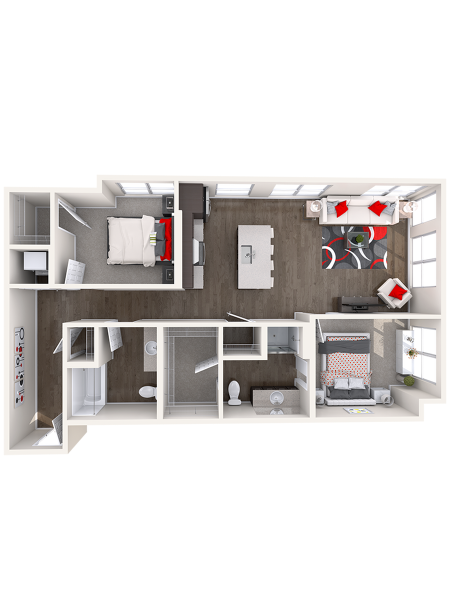 Floor plan layout diagram for C1 (2x2)