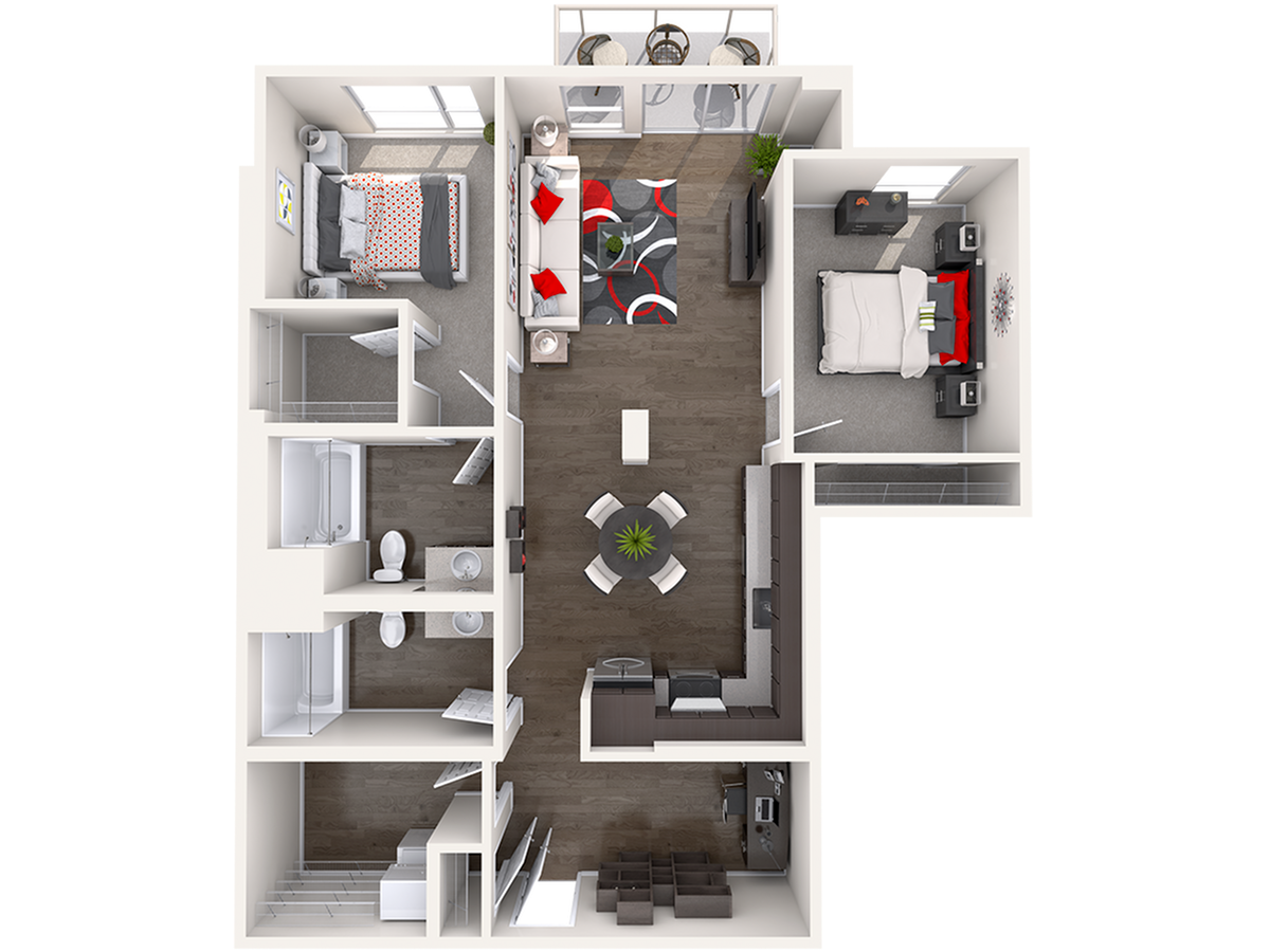 Floor plan layout diagram for C6 (2x2) + Den