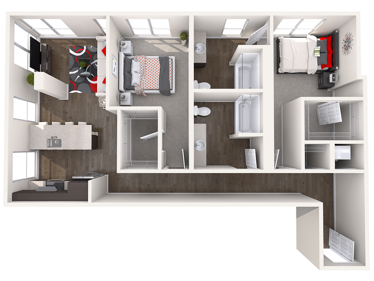 Floor plan layout diagram for C8 (2x2) ADA