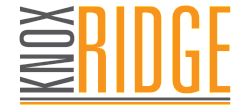 Bold Knox Ridge logo in vibrant orange and gray, showcasing modern design and typography.