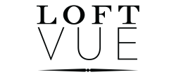 Elegant Loft Vue logo in bold black typography with minimalist design.