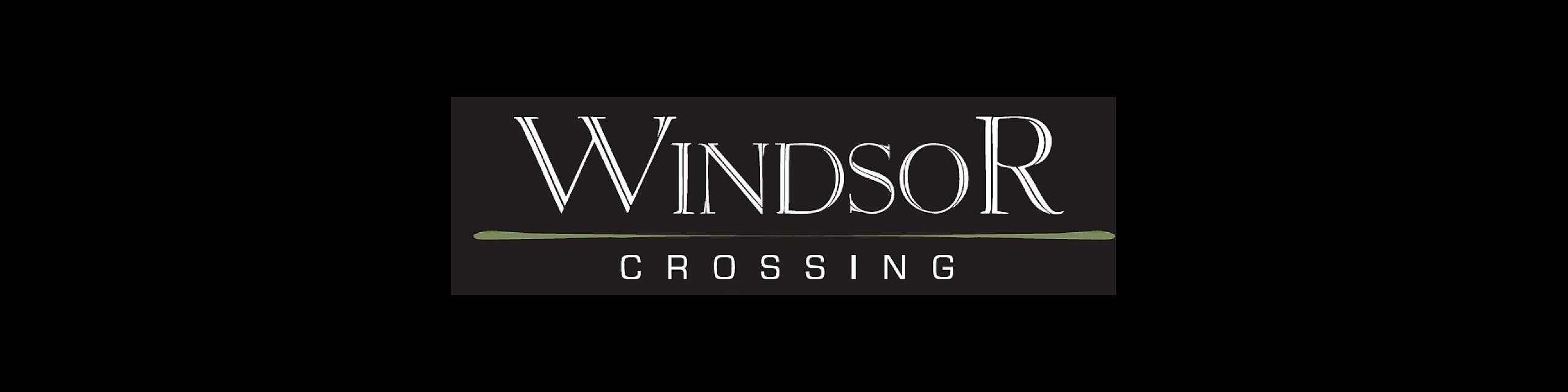 Elegant Windsor Crossing logo on a black background.