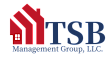 TSB Management Group logo featuring a stylized house design in red with bold blue text.