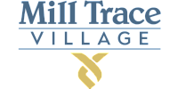 Elegant logo of Mill Trace Village featuring sophisticated typography and a classy gold emblem.