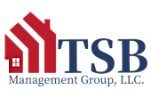 TSB Management Group logo with a red house icon featuring a stylized home and a welcoming window.