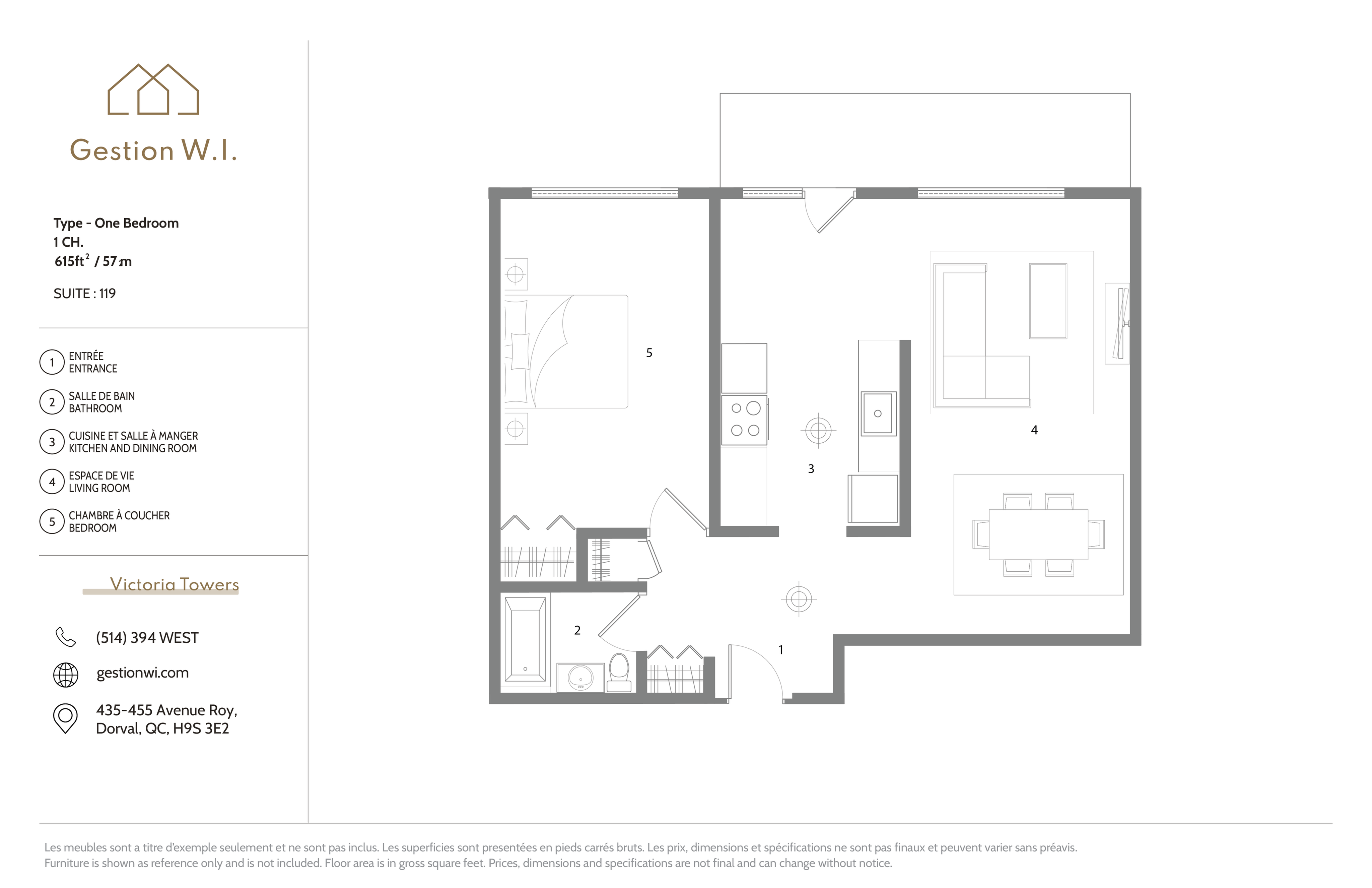 One bedroom 1 Bed Apartment Victoria Towers W.I. Management