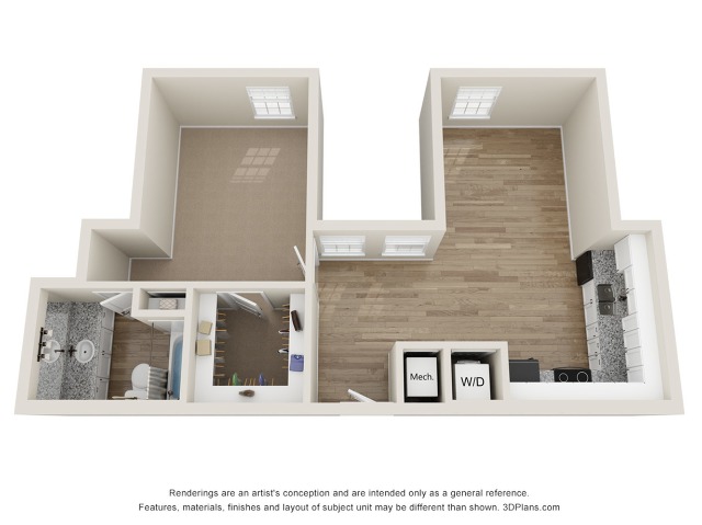 A3 1 Bedroom Floor Plan | Landmark Apartments | Apartments In Murfreesboro TN