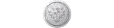 Silver circular Rosewood Village logo featuring a floral emblem