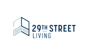 Modern logo for 29th Street Living with a sleek geometric design symbolizing contemporary urban lifestyle.