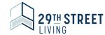 Modern logo design for 29th Street Living, featuring a sleek geometric icon with stylish blue tones.