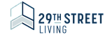 Modern logo of 29th Street Living featuring a sleek architectural design symbol, embodying urban sophistication.