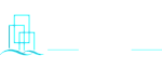 Modern logo design depicting sleek urban buildings with stylized water waves underneath.