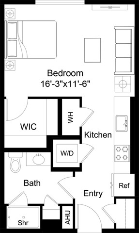 Floor plan layout diagram for Studio-S1