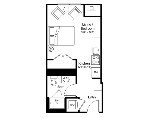 Floor plan layout diagram for Studio-S1