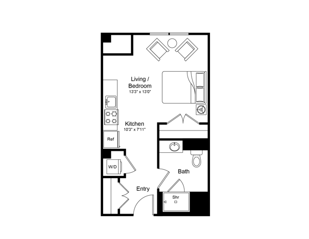 Floor plan layout diagram for Studio-S2