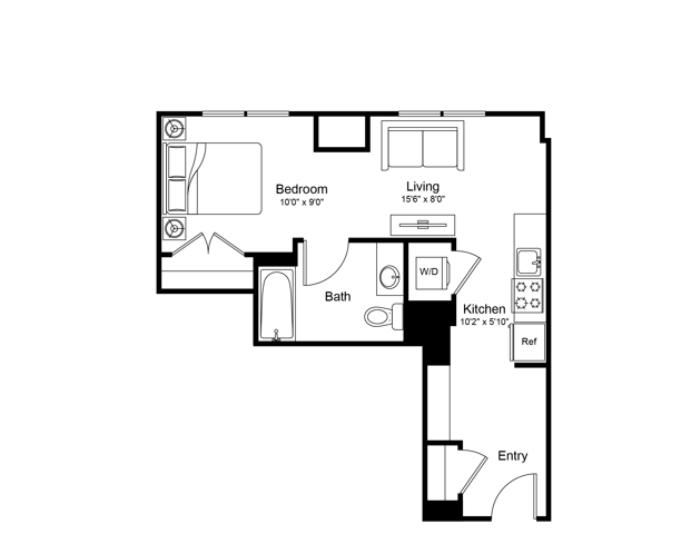 Floor plan layout diagram for Studio PH-S3