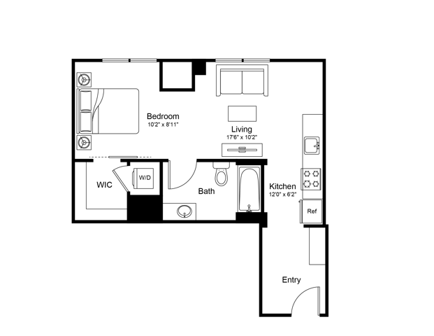 Floor plan layout diagram for Studio-S4