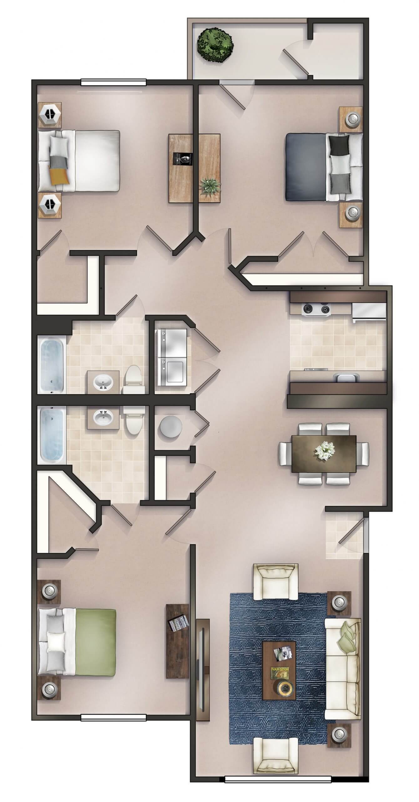 Laurens 3 Bed Apartment Village at Mills Gap