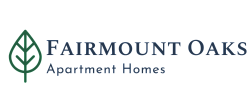 Fairmount Oaks Apartment Homes logo featuring a green leaf graphic.