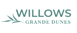 Elegant logo for Willows Grande Dunes featuring stylized green leaves.