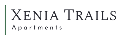 Sophisticated logo design showcasing 'Xenia Trails Apartments' with elegant typography.
