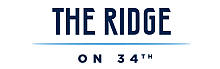 Elegant logo for 'The Ridge on 34th' with modern typography, highlighting premium living on 34th street.