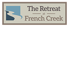 Elegant logo for The Retreat at French Creek featuring a stylish river design.
