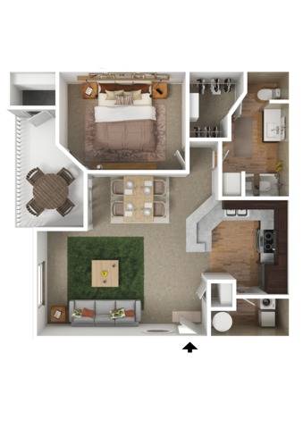 A2 One Bedroom One Bathroom | 827sqft