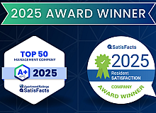 Celebrating excellence with the 2025 Award Winner badge from ApartmentRatings and SatisFacts, recognizing top management and resident satisfaction.