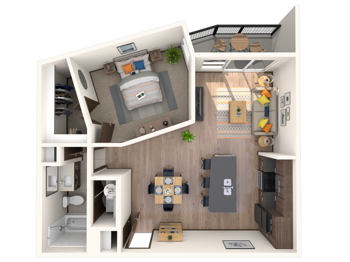 1 Bedroom 1 Bath 771 SF