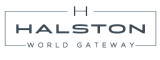 Elegant logo showcasing 'Halston World Gateway' with a modern and sleek design.