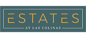 Sophisticated Estates at Las Colinas logo with elegant typography on a teal background.