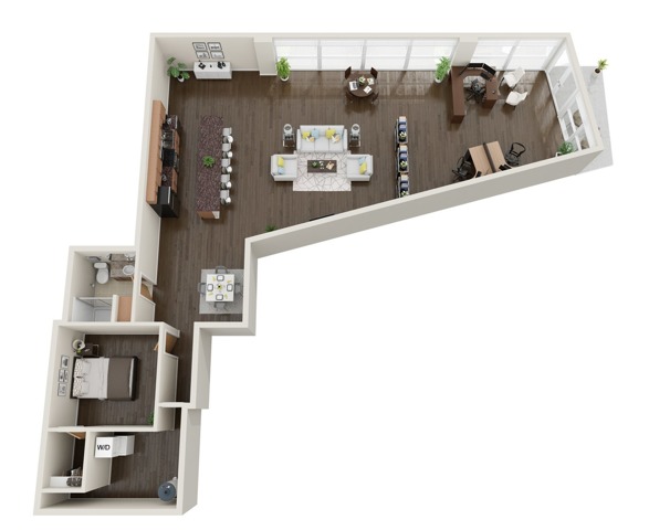 1 BR 1 BA Live Work Space - 1,890 SF