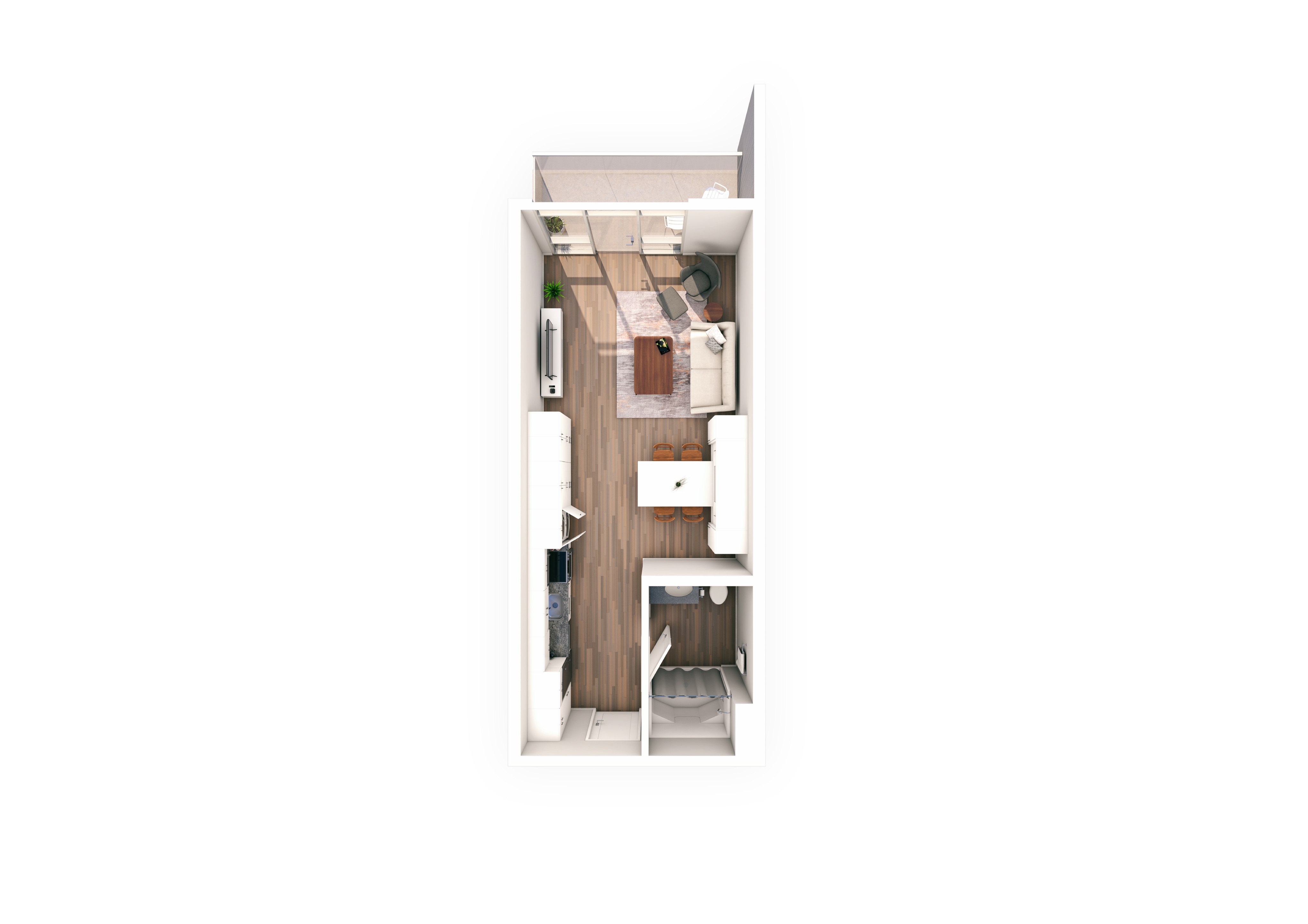 Studio / 1 Bath - 455 SF