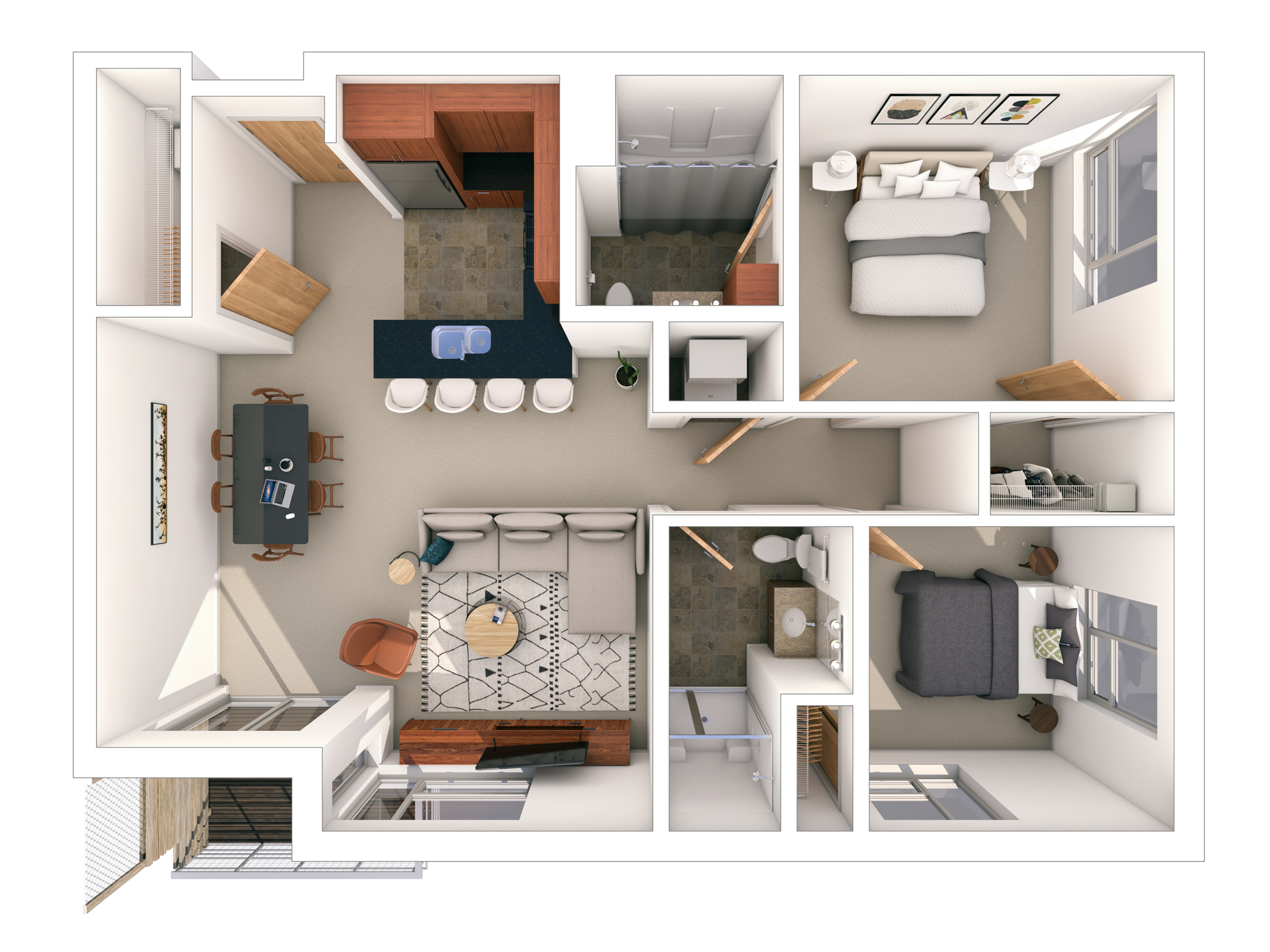 2 Bed / 2 Bath - 1,127 SF