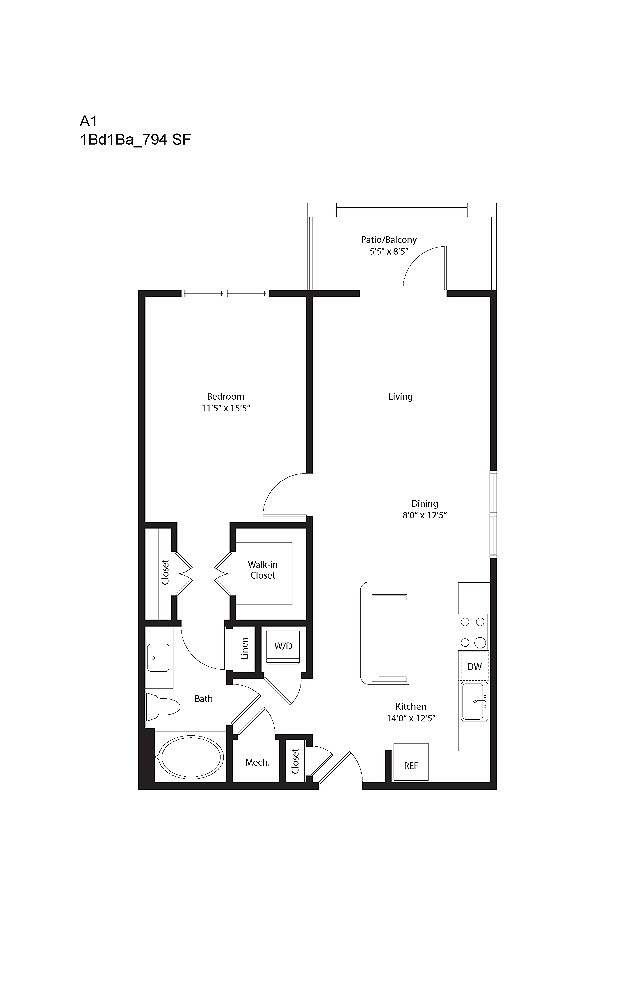 Floor plan layout diagram for A1