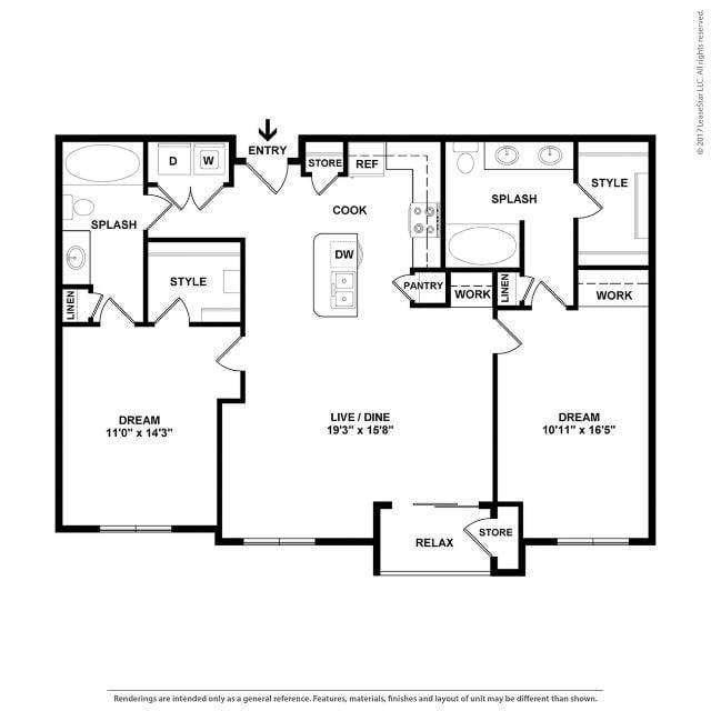Floor plan layout diagram for B3U