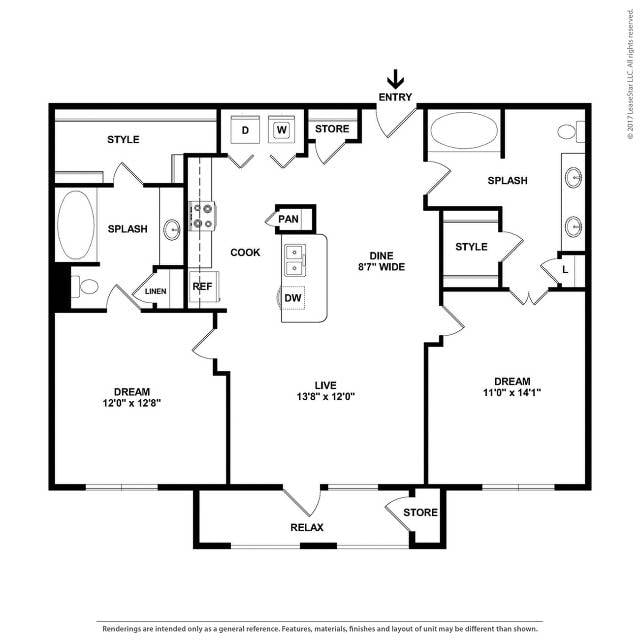 Floor plan layout diagram for B2-A