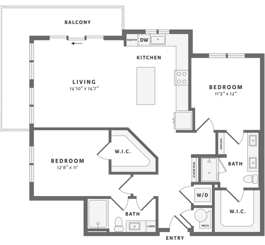 Floor plan layout diagram for B2-1