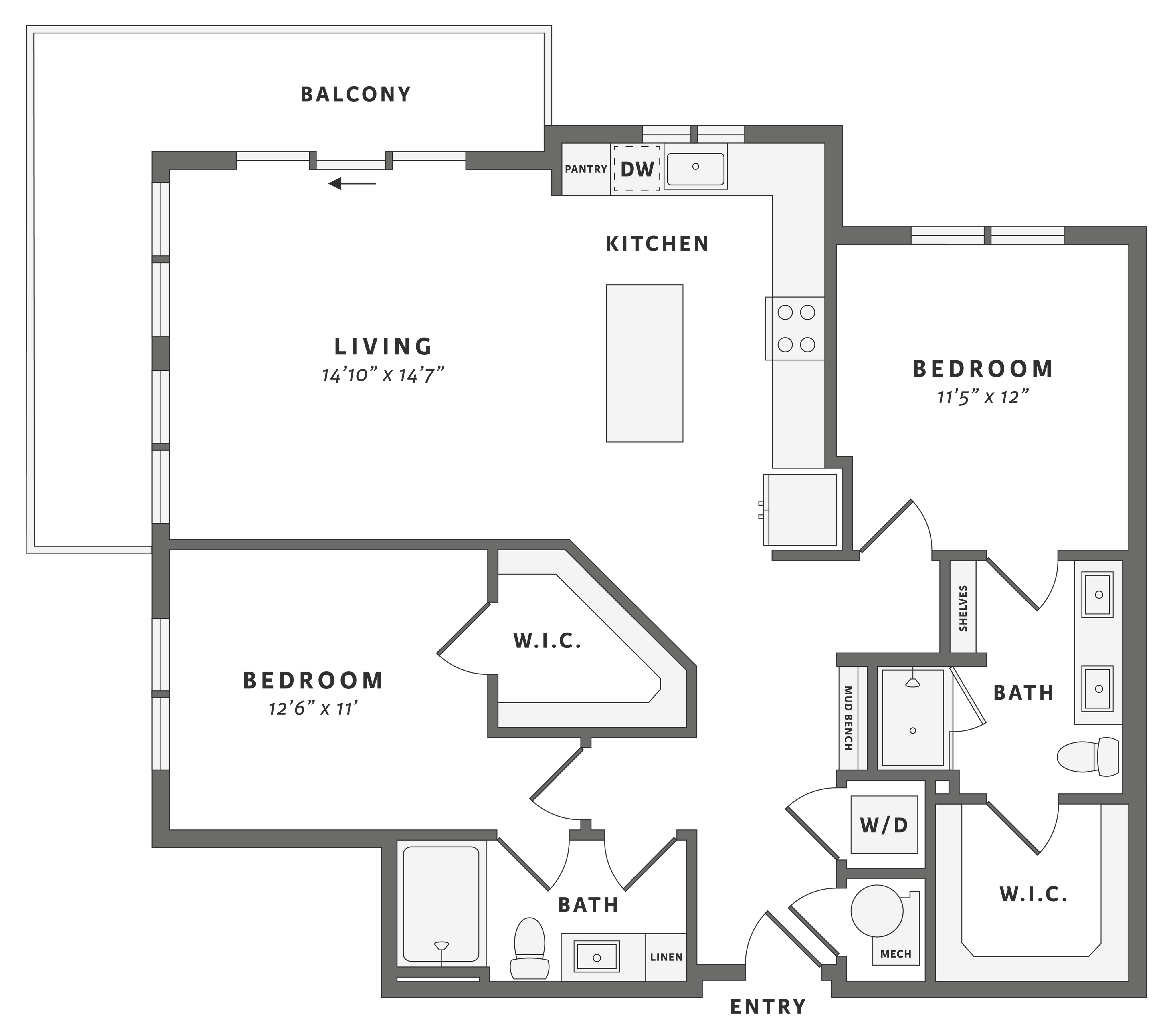Floor plan layout diagram for B2-2
