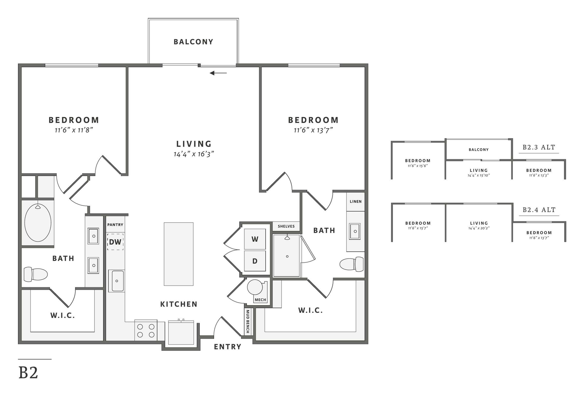 Floor plan layout diagram for B2.1