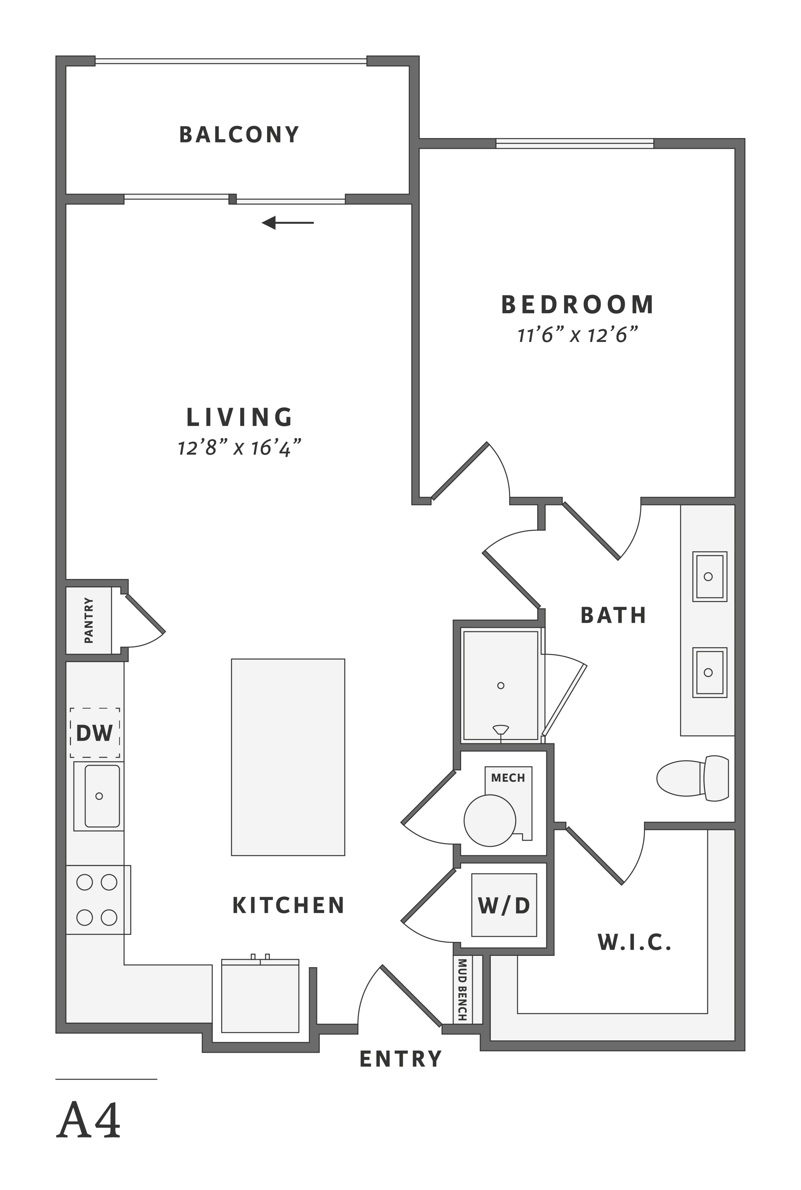 Floor plan layout diagram for A4.1