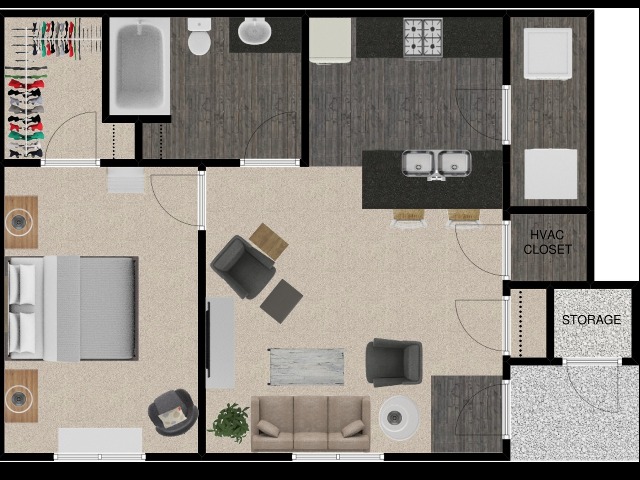1 Bed 1 Bath 751 sqft