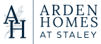 Elegant logo of Arden Homes at Staley featuring stylish initials with a graceful leaf design.