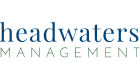Elegant logo for Headwaters Management featuring sophisticated blue and green typography.