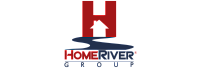 HomeRiver Group logo featuring a stylized pathway leading to a house, creatively integrated within a bold red 'H'.