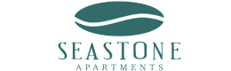 Elegant logo depicting Seastone Apartments with a stylized wave design.